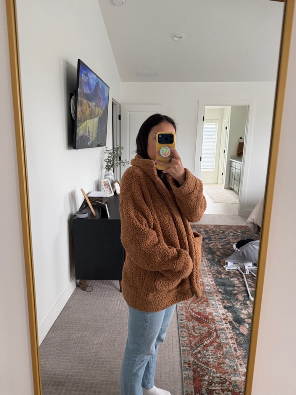 Cozy Teddy Zip-Front Jacket in Camel - Picture 2 of 2